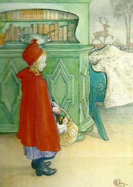 Carl Larsson rodkappan l oil painting picture
